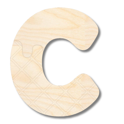 Unfinished Wood Layered Etched Themed Letters | Ice Cream | A-Z | 2 Piece | up to 24"