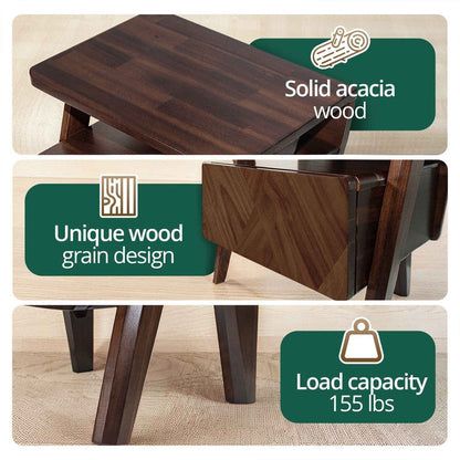 Rum Handcrafted Solid Wood Nightstand