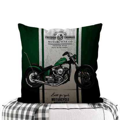 Motorcycle-Themed Double-Sided Square Pillow