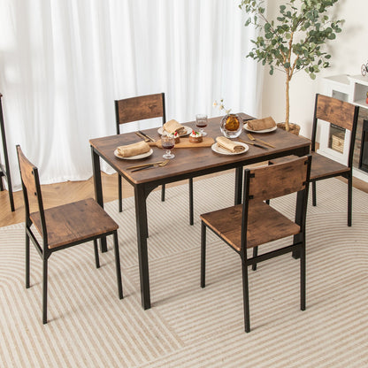 5 Piece Dining Table Set Industrial Style Kitchen Table and Chairs for 4