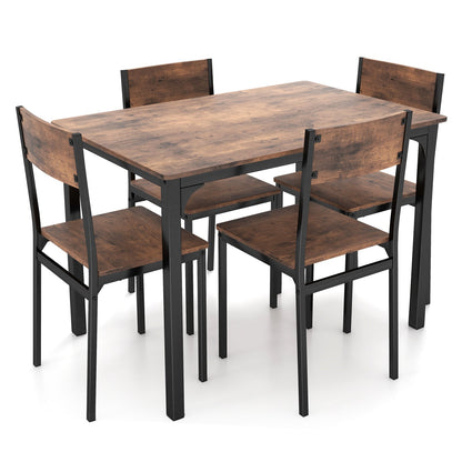 5 Piece Dining Table Set Industrial Style Kitchen Table and Chairs for 4