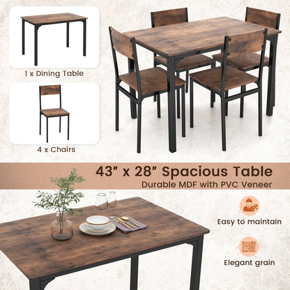 5 Piece Dining Table Set Industrial Style Kitchen Table and Chairs for 4