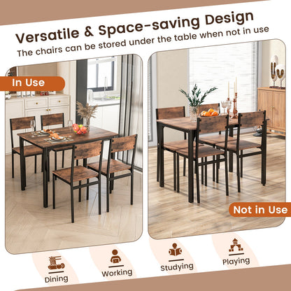 5 Piece Dining Table Set Industrial Style Kitchen Table and Chairs for 4