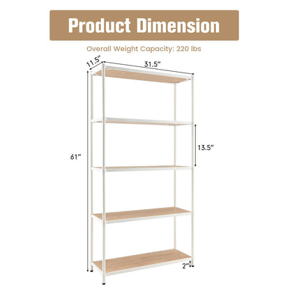 5 Tiers 61 Inch Multi-use Bookshelf with Metal Frame