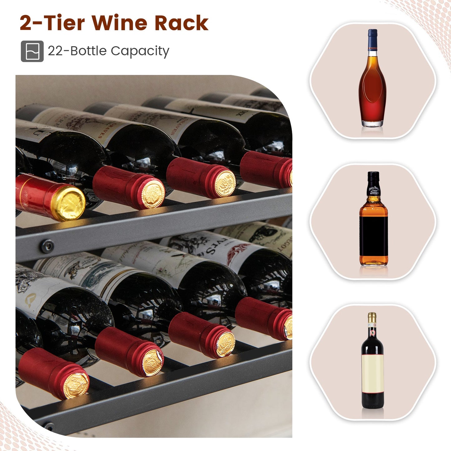 5-tier Wine Rack Table with Glasses Holder