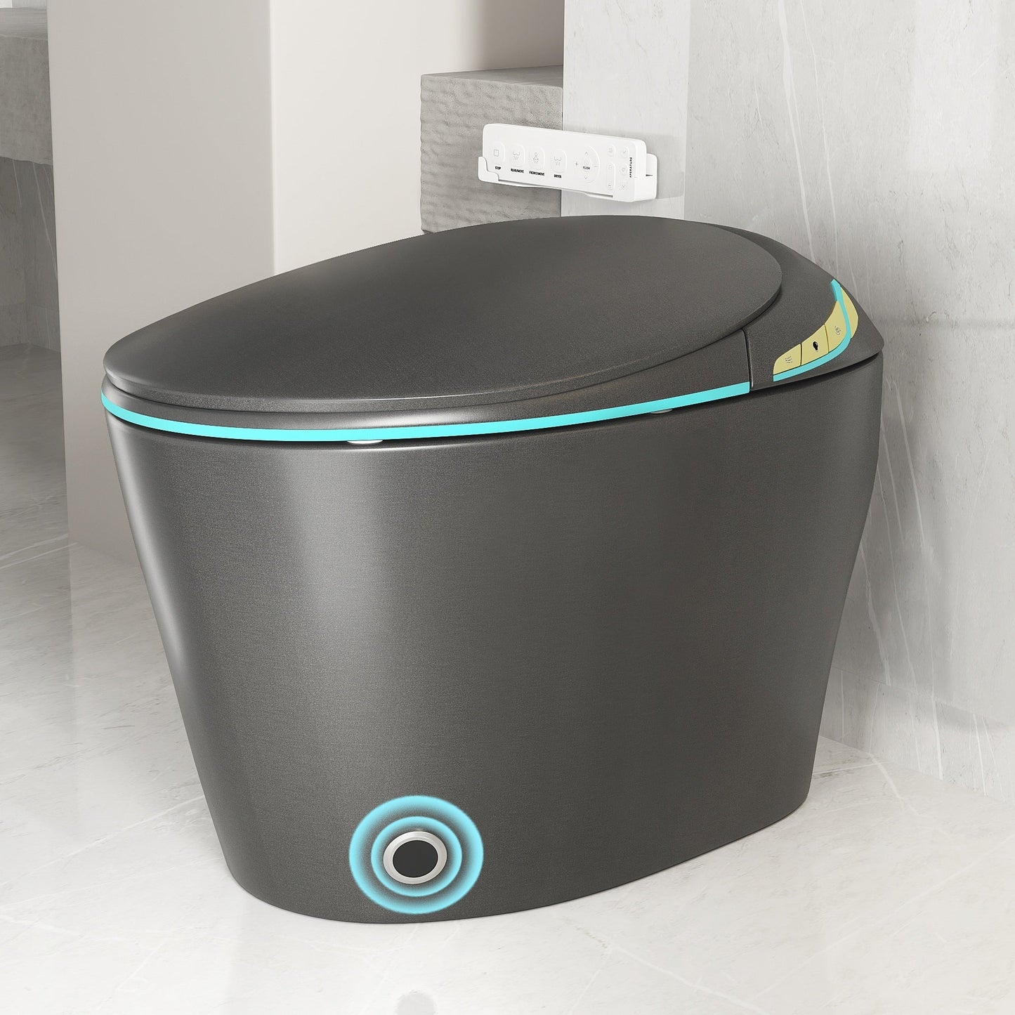 Unique Smart Toile with Built-in Bidet, Auto Open/Close Seat, Foot Sensor, LE...