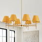 38.6" Gold Boho Rattan Chandelier | 8-Light Farmhouse Pendant with Adjustable Height for Dining Room, Living Room & Bedroom
