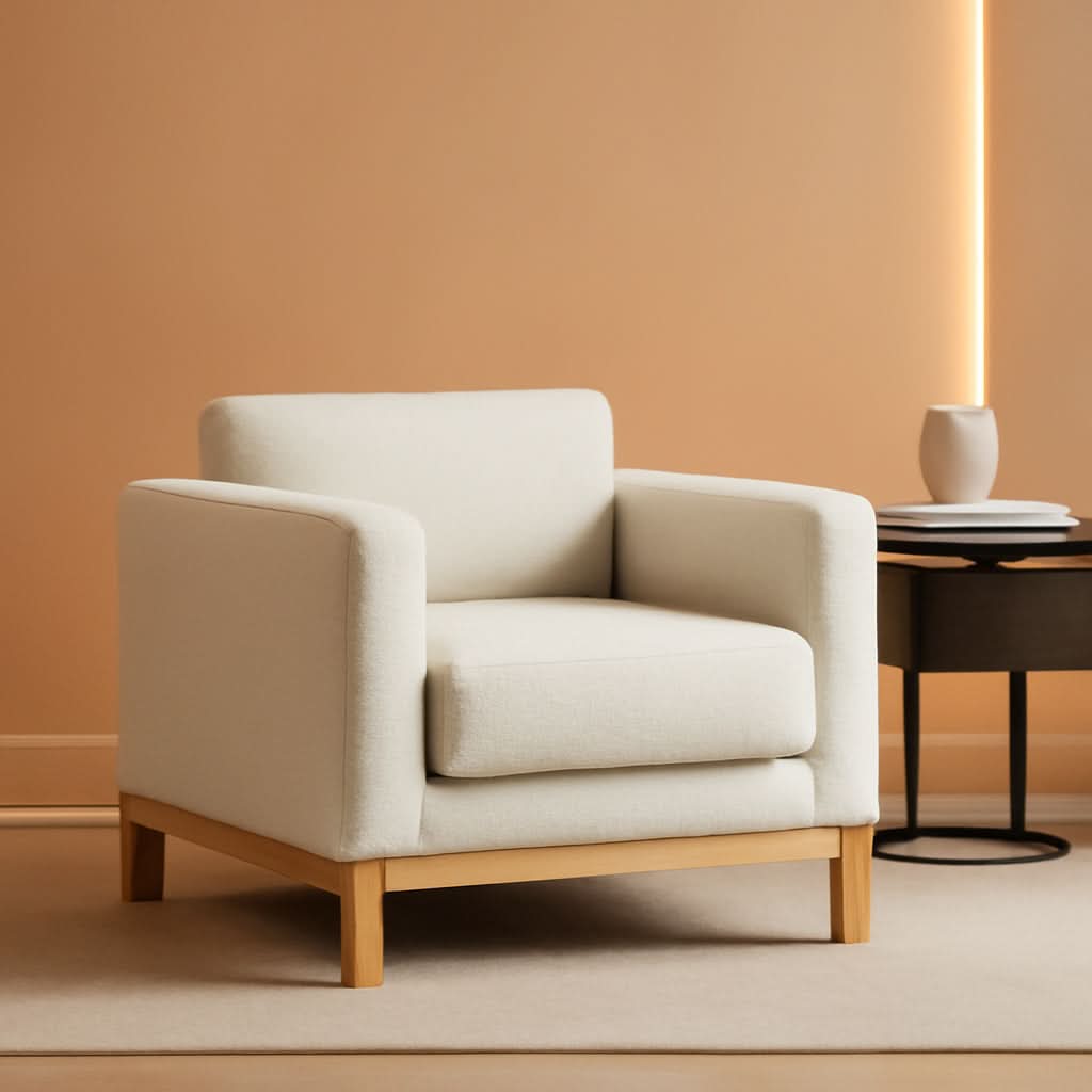 Beige 41.34 Inches Boucle Upholstered Accent Chair