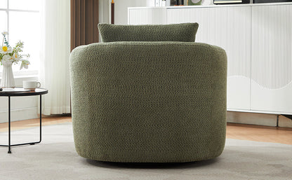 Accent Chair Swivel Barrel Chenille Green 360 Degree Pocket Spring 38 In