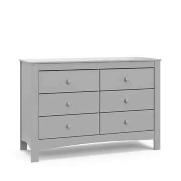 Pebble Gray 6 Drawer Double Dresser For Nursery And Kids