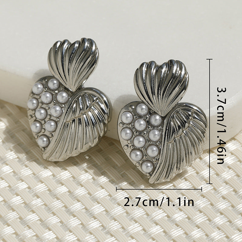 New Arrival Minimalist Women Earrings, Irregular Studs, Geometric Alloy Circle Pearl Drop Earrings