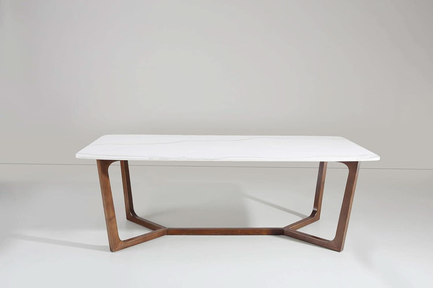 Adelaide Calacatta Quartz Dining Table Walnut Base
