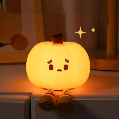 ute Halloween Pumpkin Night Light Soft Silicone Touch Dimmable Kids Lamp