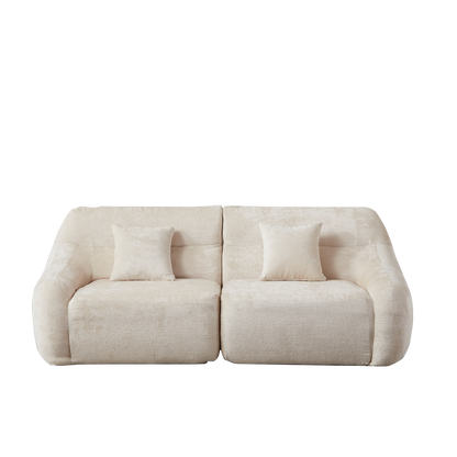 Sectional Sofa Curved Modular Chenille Beige 4 Seat 900 LB No Assembly