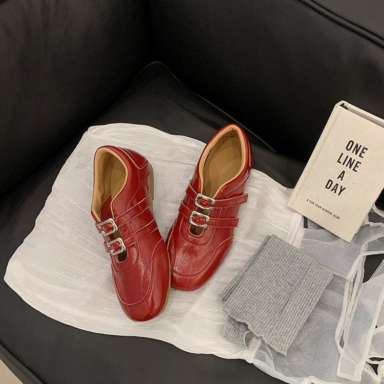 2026 Spring Summer New Square Toe Ballet Style Mary Jane Shoes Women Double Strap Buckle Low Cut Flat Casual Comfortable Shoes