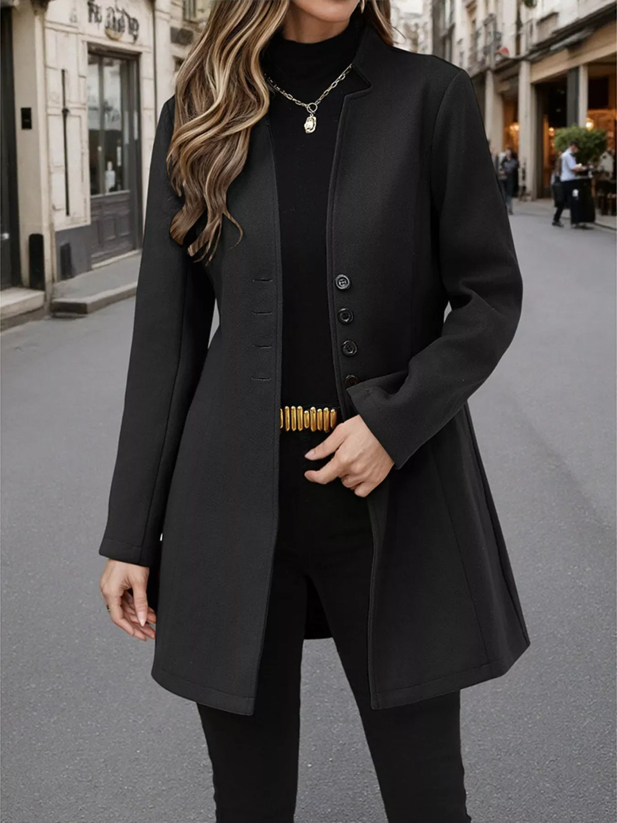 Button Up Long Sleeve Coat