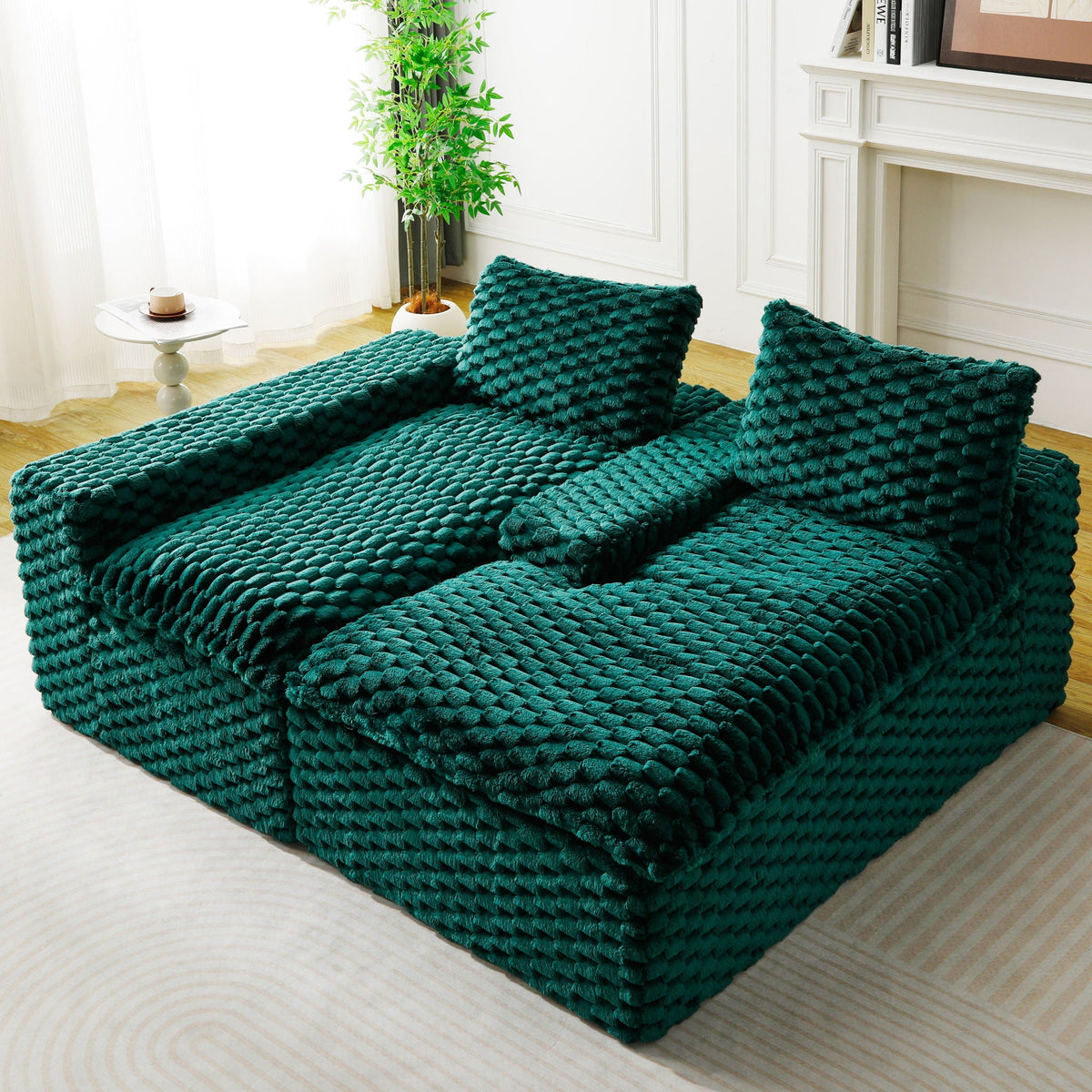 Modular Sofa, Convertible Twin Seat With Chaise Lounge
