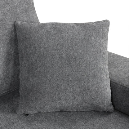 Sectional Sofa U-Shape Chenille Gray 5 Seat USB Ports Pull-Out 109 In