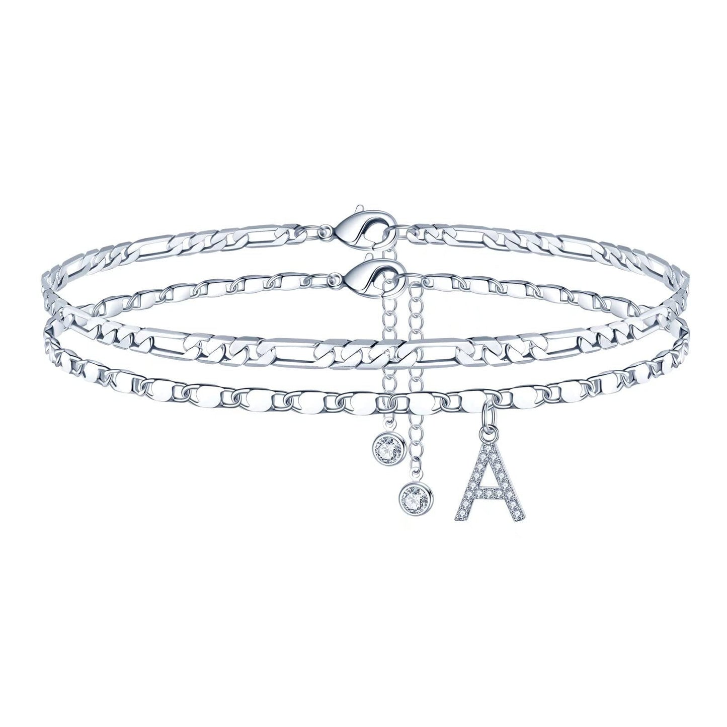 26-letter English Zircon-inlaid Pendant With An NK Chain, Double-layered