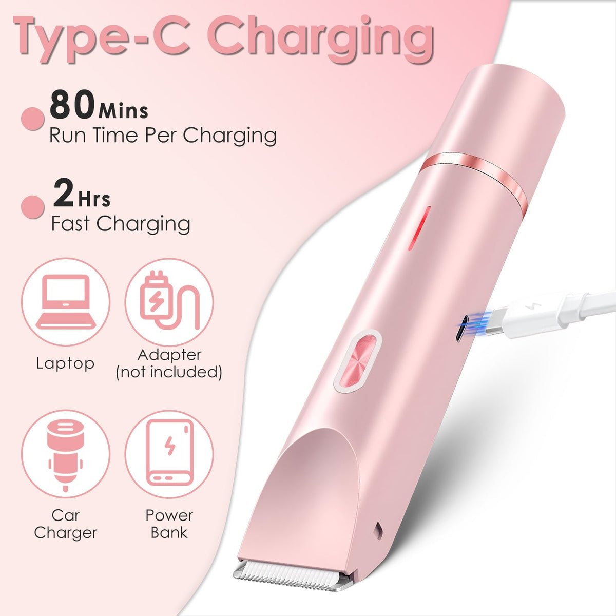 2-in-1 Women’s Bikini Trimmer & Shaver, Waterproof & Rechargeable