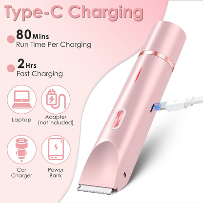 2-in-1 Women’s Bikini Trimmer & Shaver, Waterproof & Rechargeable