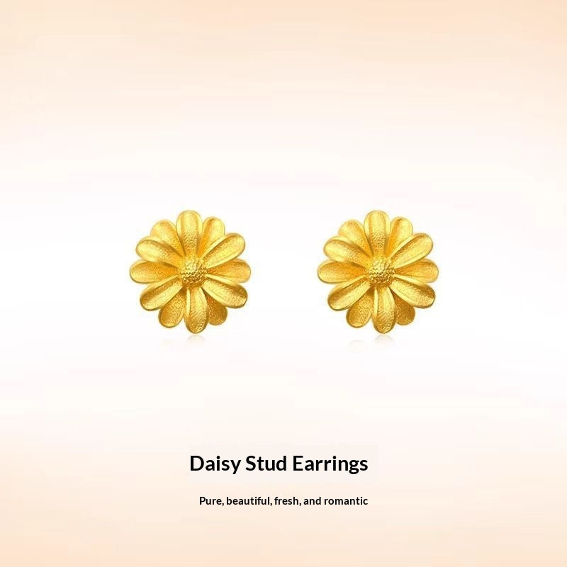 Golden Stud Earrings Versatile Ear Jewelry