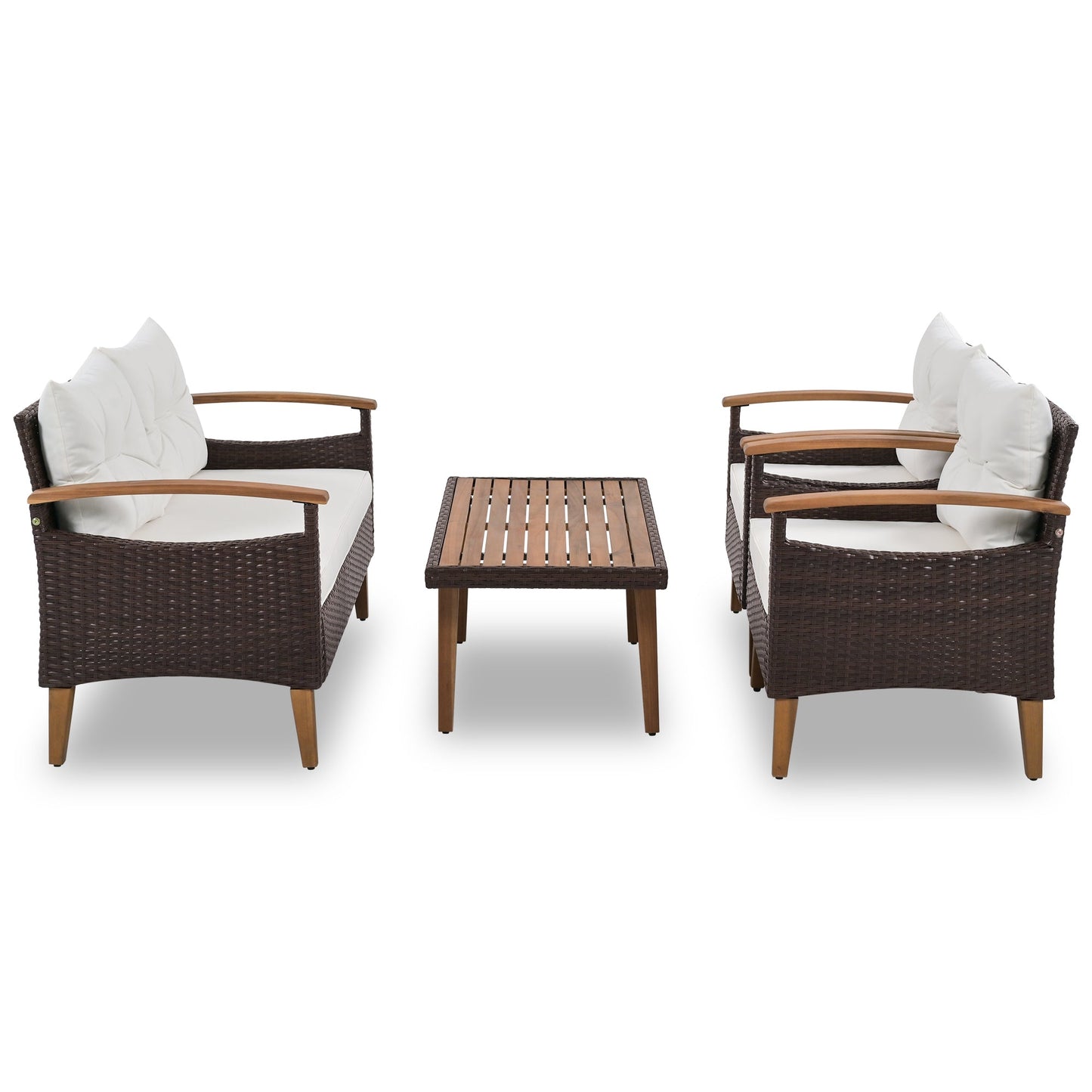 Outdoor Rattan Sofa Set 4 Piece Modular Beige