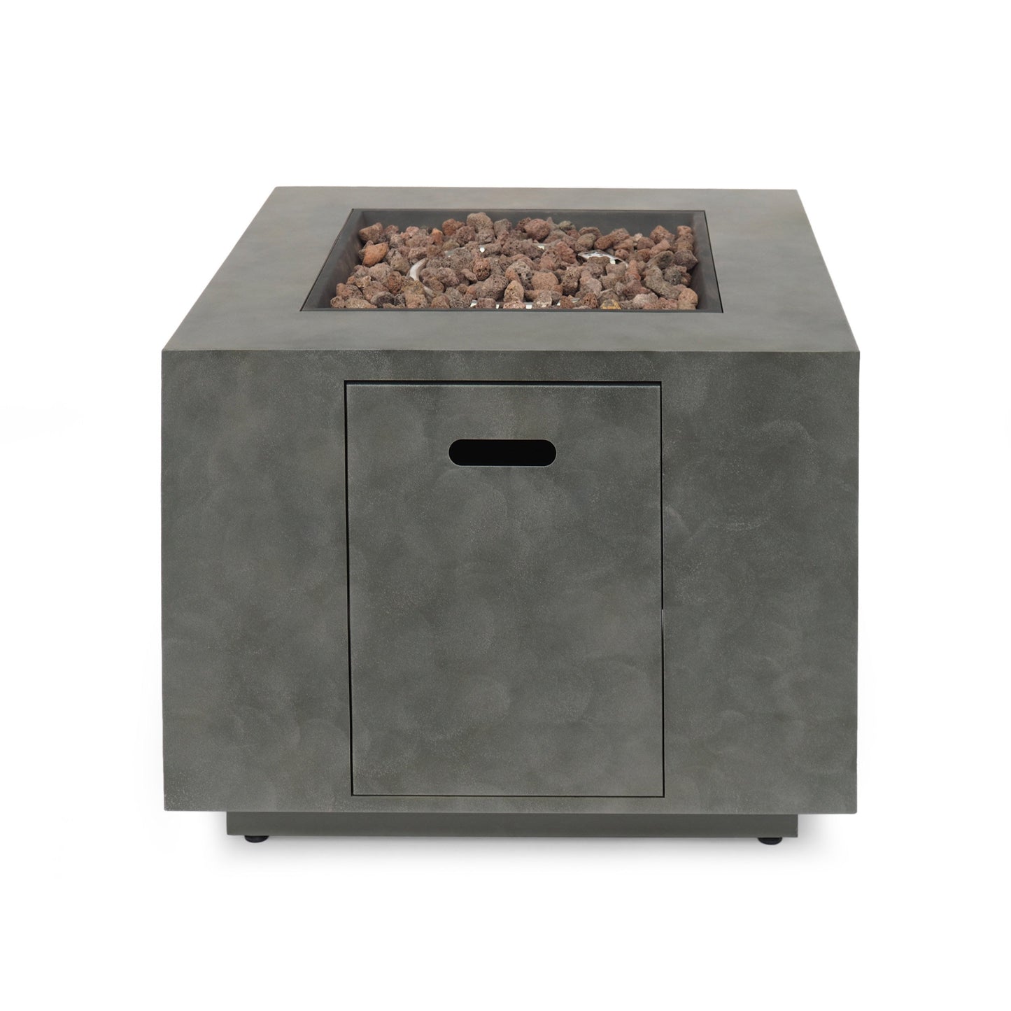 Modern Iron Square Fire Pit 50000 BTU, Stone Gray, 31x31x24