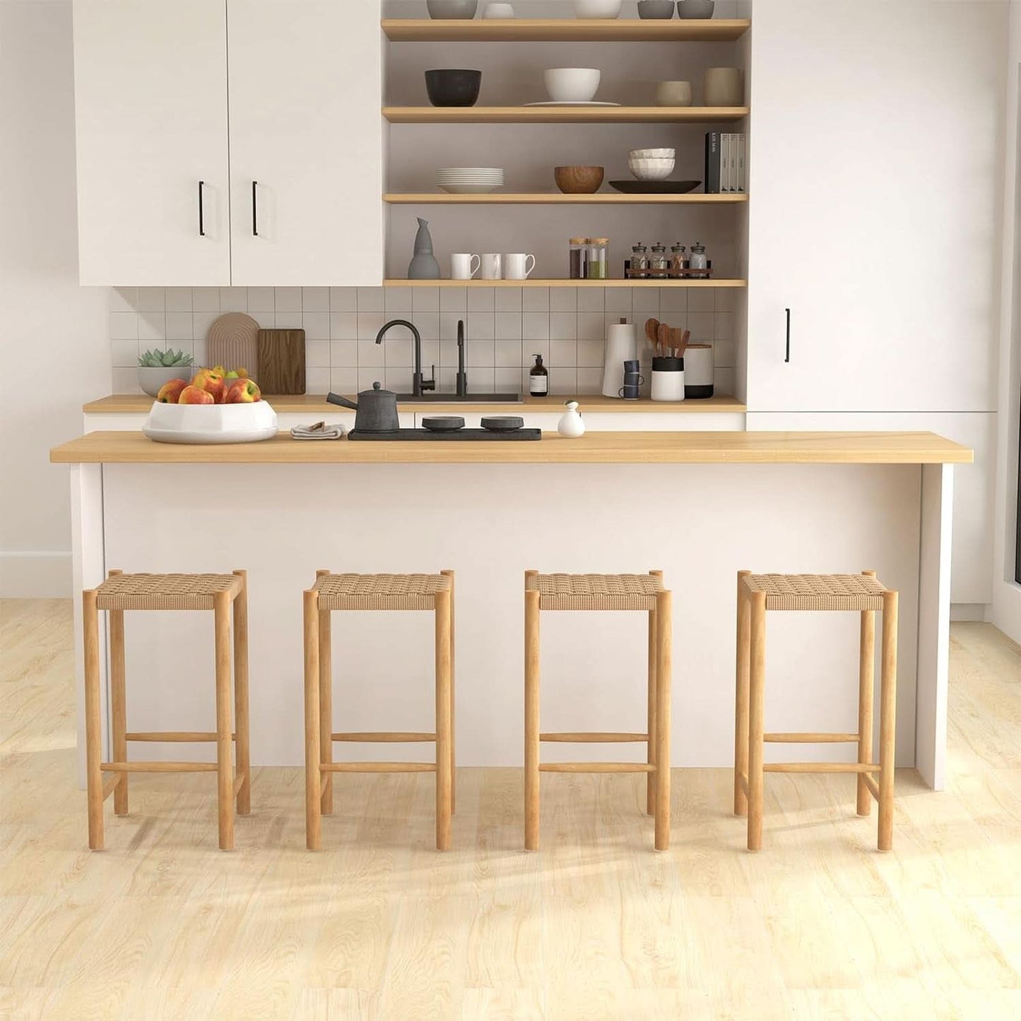 26 Inch Counter Height Wood Bar Stools Set of Two