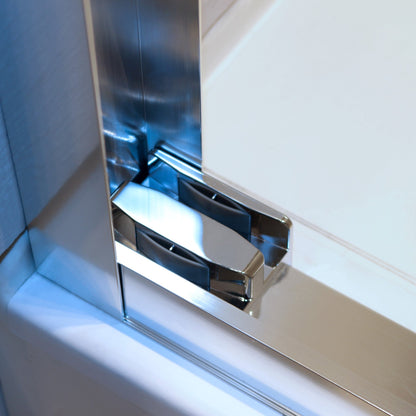 56-60in W x 60in H Double Sliding Tub Shower Door, Chrome Aluminum, 6mm Glass