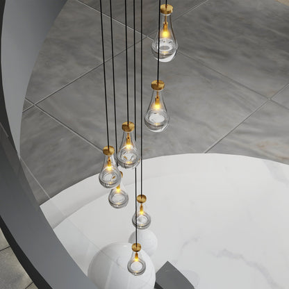 Chandelier 7-Light Pendant Adjustable Black Living Room Foyer Stairwell