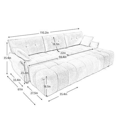 Sofa Set With Ottoman And Pillows, Textured, High Resilience Cushions