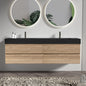 72''(36Inch*2) Bathroom Vanity with Matt Black Engineered Quartz Sink and Rou...
