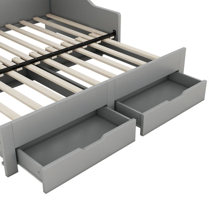 Daybed Frame With Storage Bookcases, 2 Drawers, Charging Station