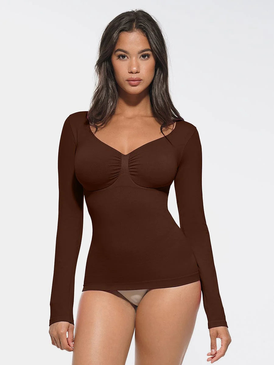 Seamless Diamond Neck Bust Support Waist And Tummy Control Shaping Top