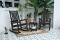 Outdoor Rocking Chair Set Plastic Gray 3 Piece with Side Table 380 LB