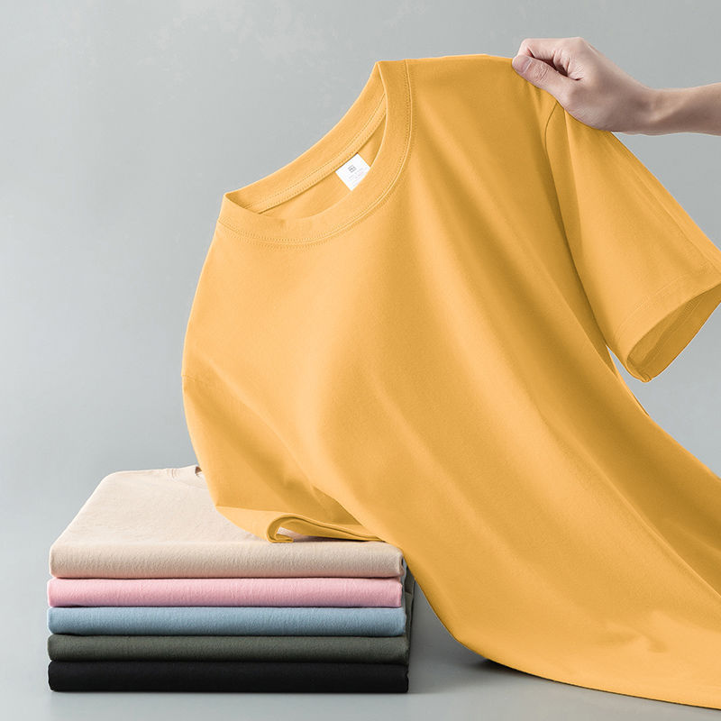 Summer Solid Color Coat Round Neck Bottoming Shirt Half-sleeve Pure Cotton T-shirt Men And Women Short Sleeve