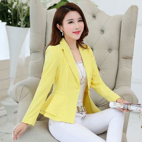 Women's Solid Color Korean Style Slim Fit Ruffled Coat