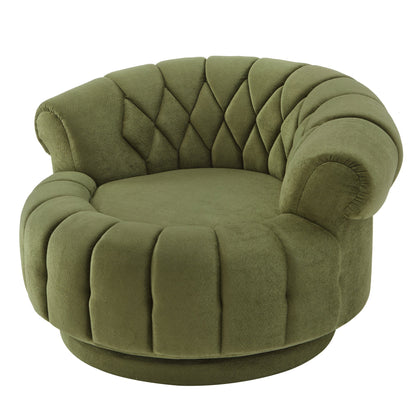 Swivel Accent Chair 360 Degree Chenille Green Oversized Round 45.9x42.7 In