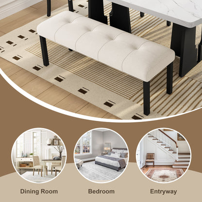 6 Piece Modern Dining Table Set, 63' Faux Marble Dining Table with Geometric