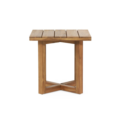 Outdoor Chair Set Acacia Wood Rope Beige Cushion Table