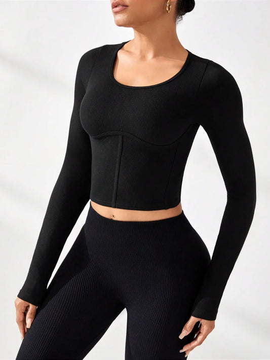 Round Neck Long Sleeve Active T-Shirt