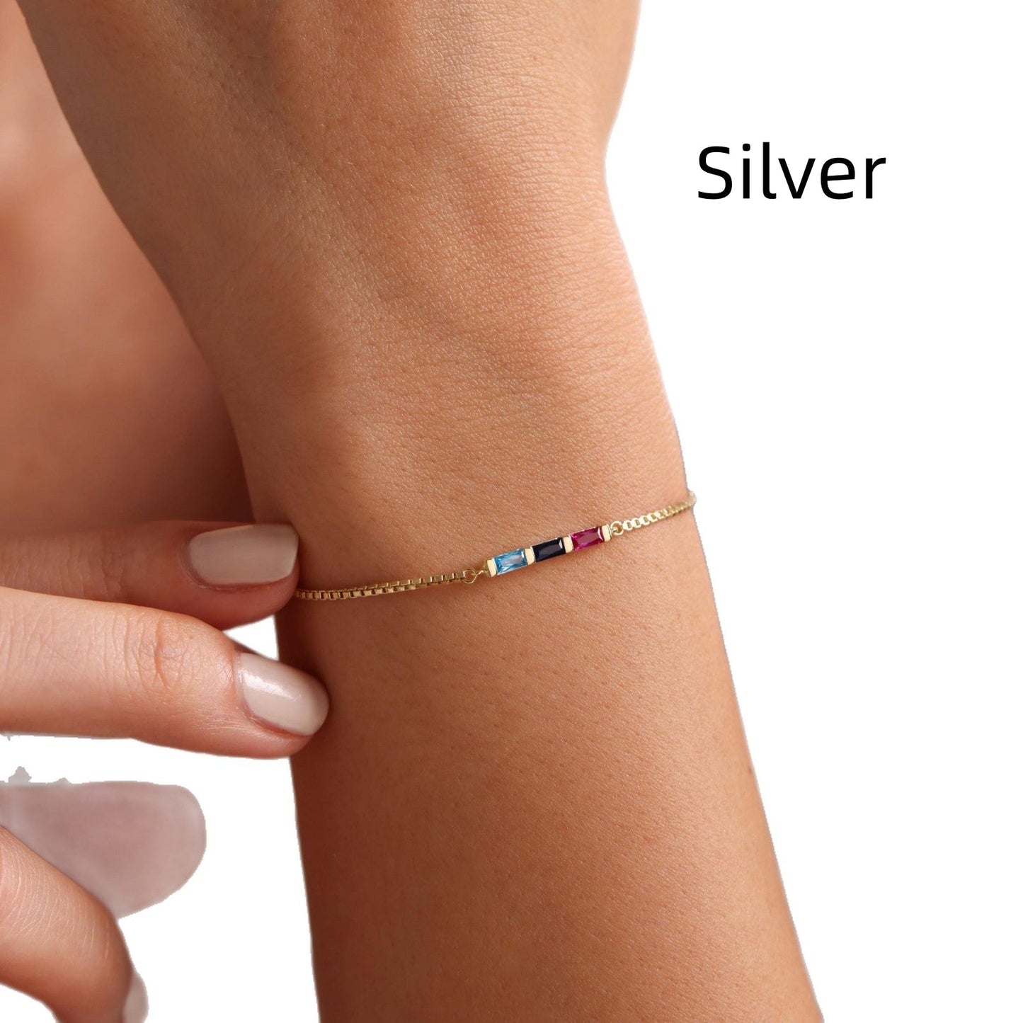 Birthstone Micro-paved Gold-plated Clavicle Necklace