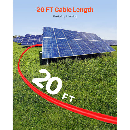 20FT Solar Panel Extension Wire 10AWG Male Female Connectors