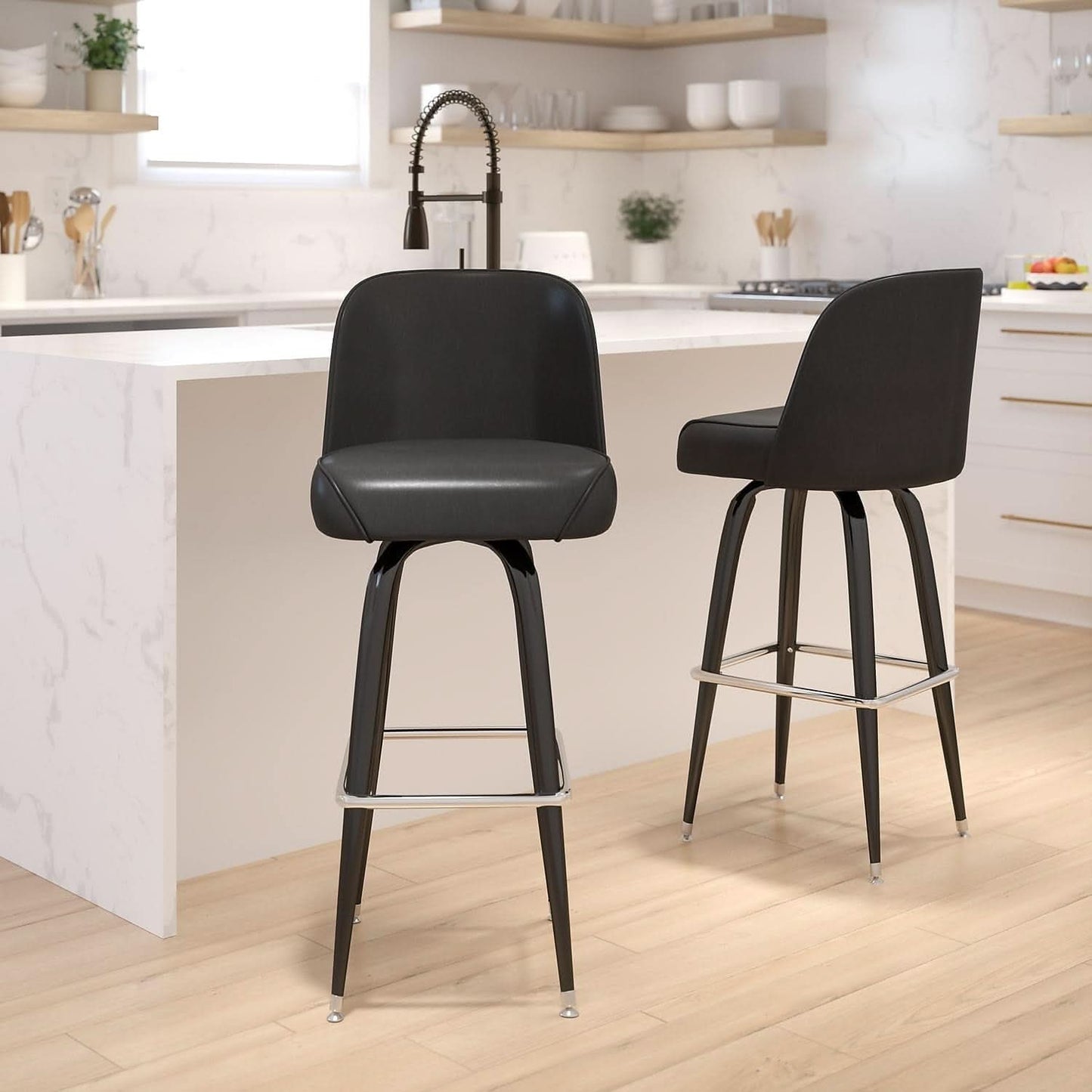 Swivel Bucket Seat Metal Barstools for Stylish Dining
