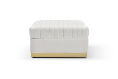 Contemporary Channel Tufted Velvet Big Ottoman Upholstered Foot Rest, Beige