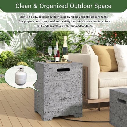 2-in-1 Outdoor Fire Pit and Propane Tank Stand Set 41.9 Inch, Beige Grey