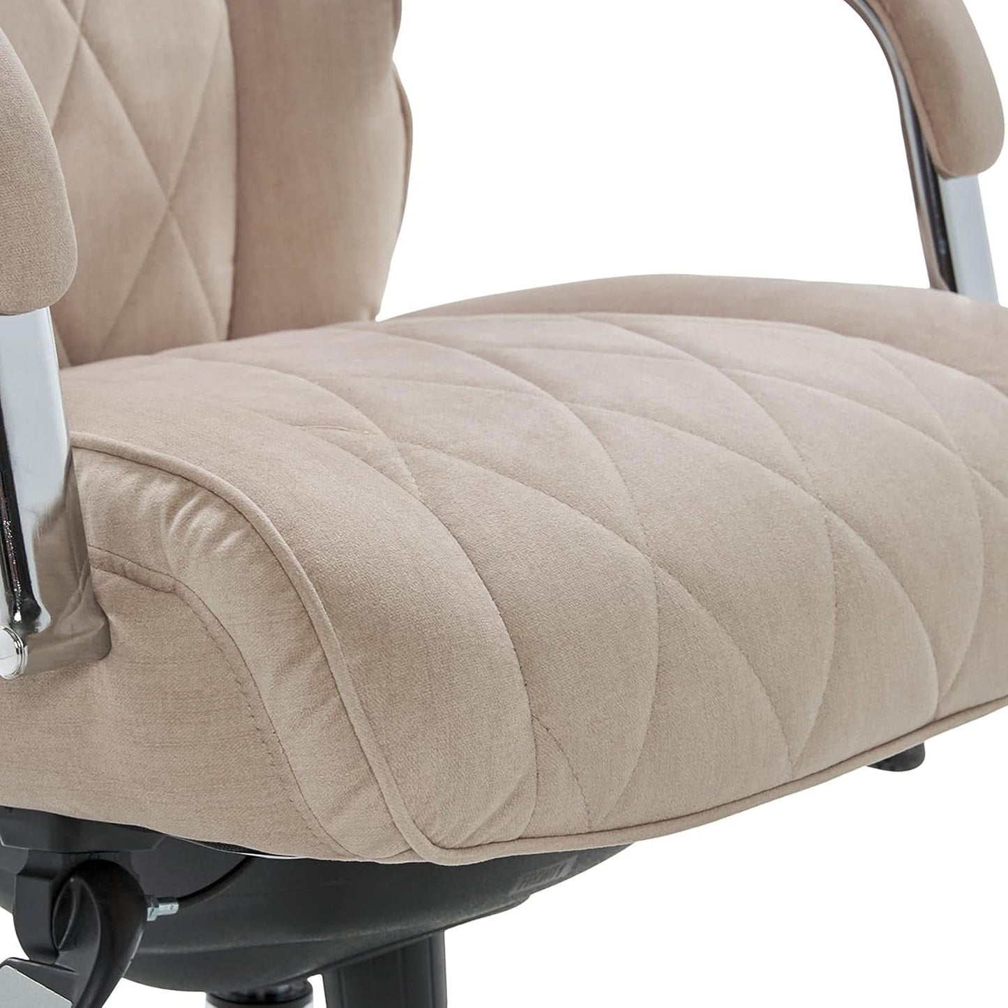 Quilted Leather Executive Office Chair With Lumbar Support Cream