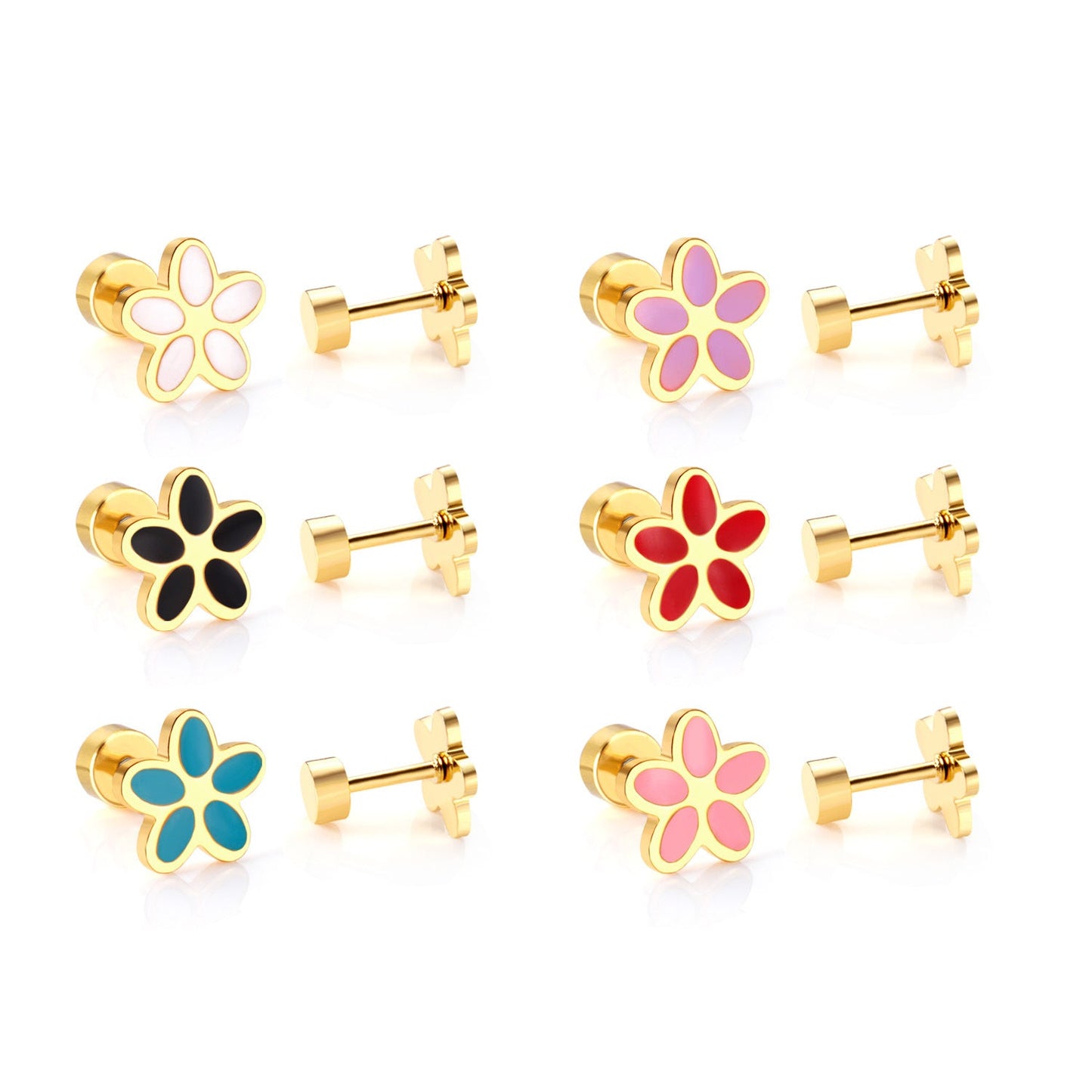 Cute And Sweet Crown-flower Earrings Stainless Steel Stud Earrings