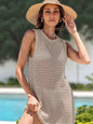 Color Block Openwork Sleeveless Cutout Back Cover-Up